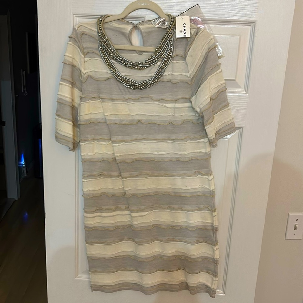CHANEL SHEER TUNIC DRESS BEADED NWT SIZE 42